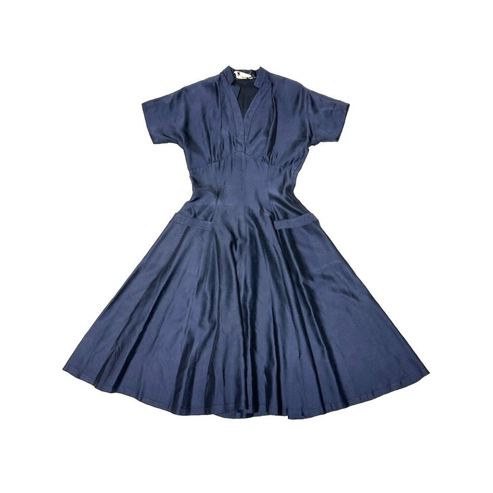 Vintage 1950s Jonathan Logan Blue Tailored Dress Fit Flare AS IS FLAWED Sz 0/2